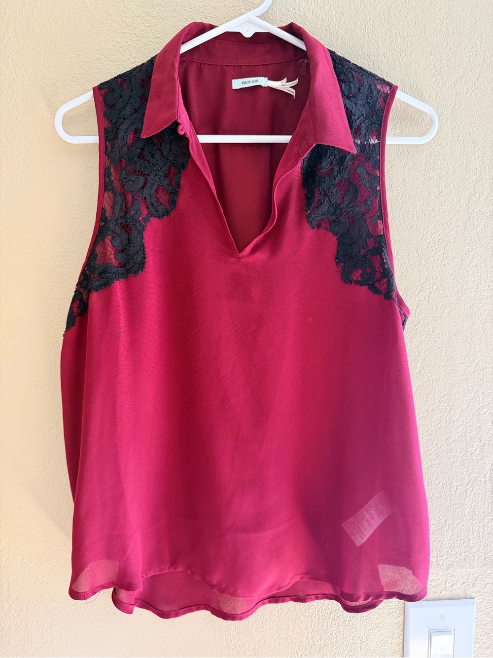 Kimchi Blue for Urban Outfitters maroon and black lace Sleeveless sheer blouse